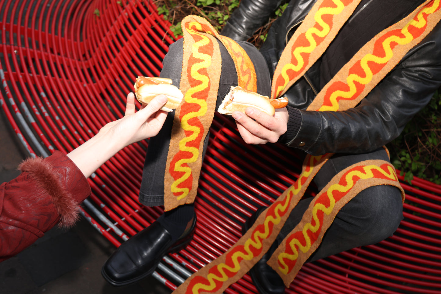 Long skinny hot-dog scarf