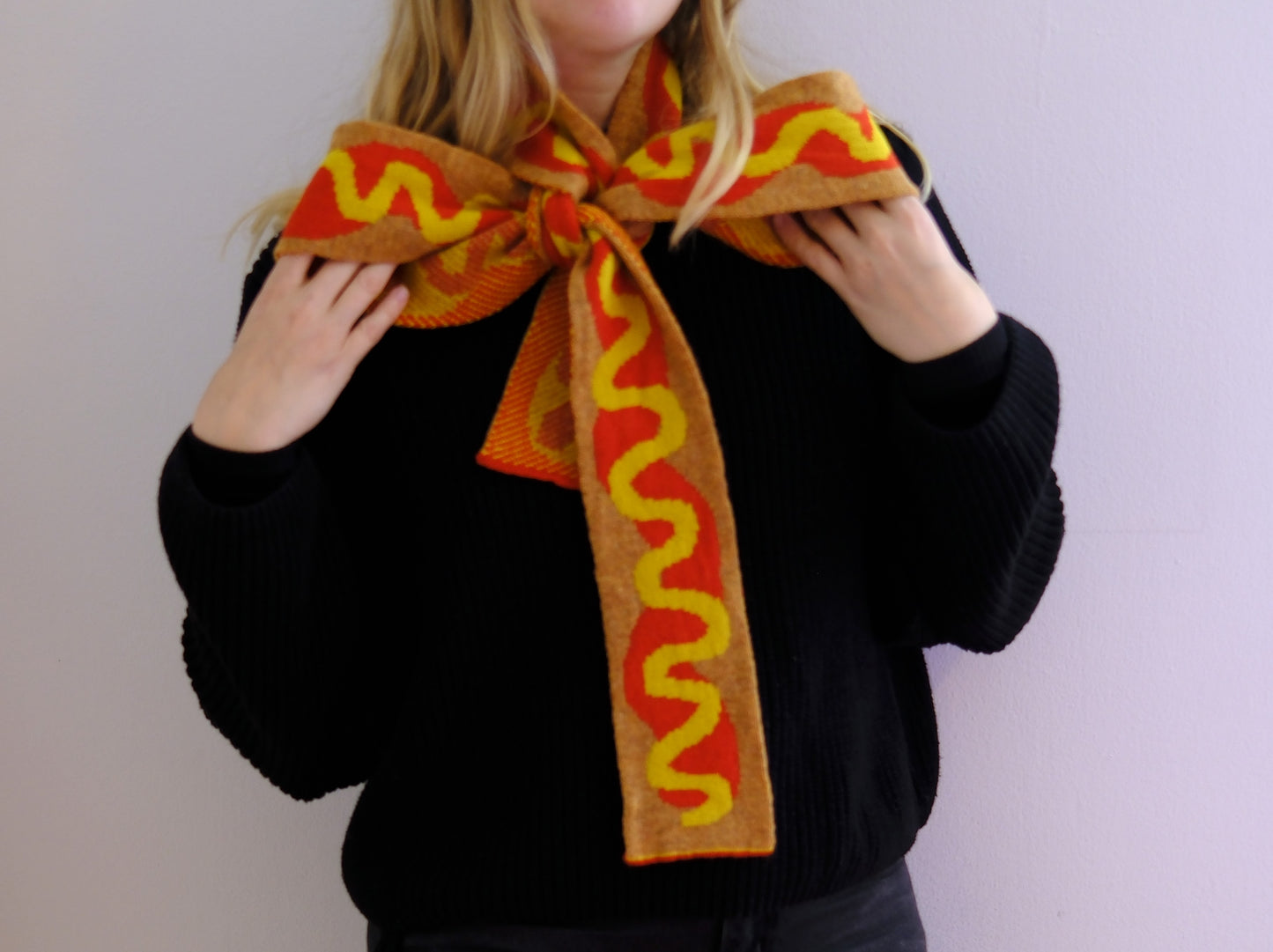 Long skinny hot-dog scarf