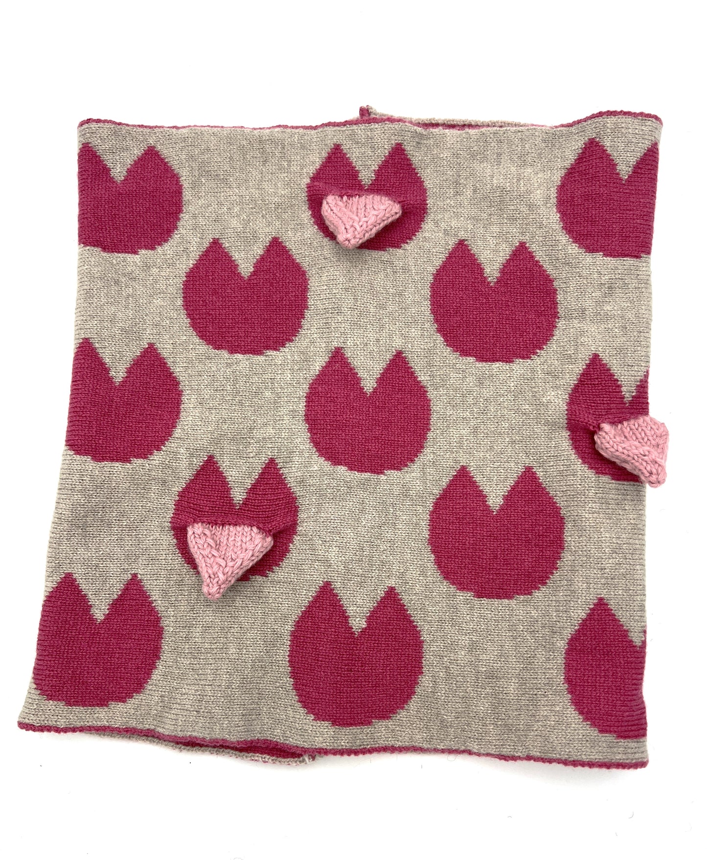 MTO Woolen lips snood - Beige & pink