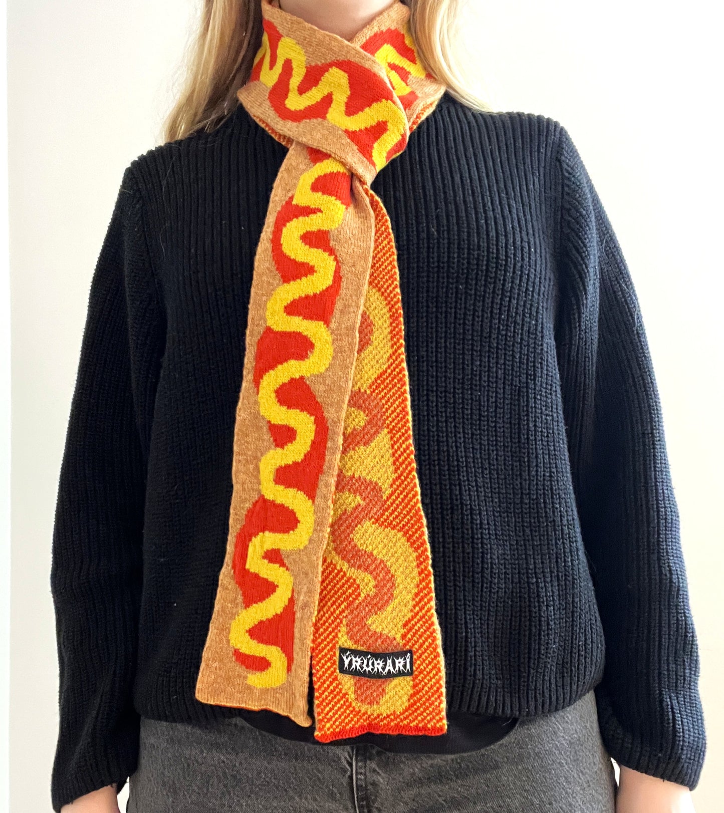 Long skinny hot-dog scarf