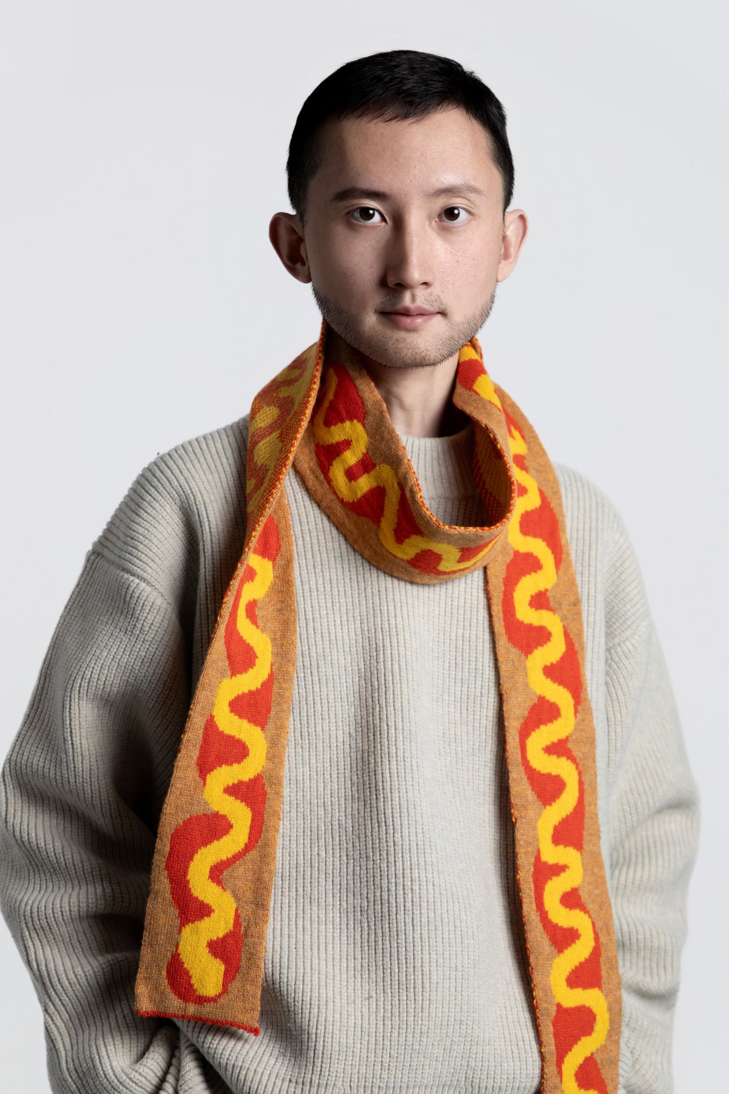 Long skinny hot-dog scarf