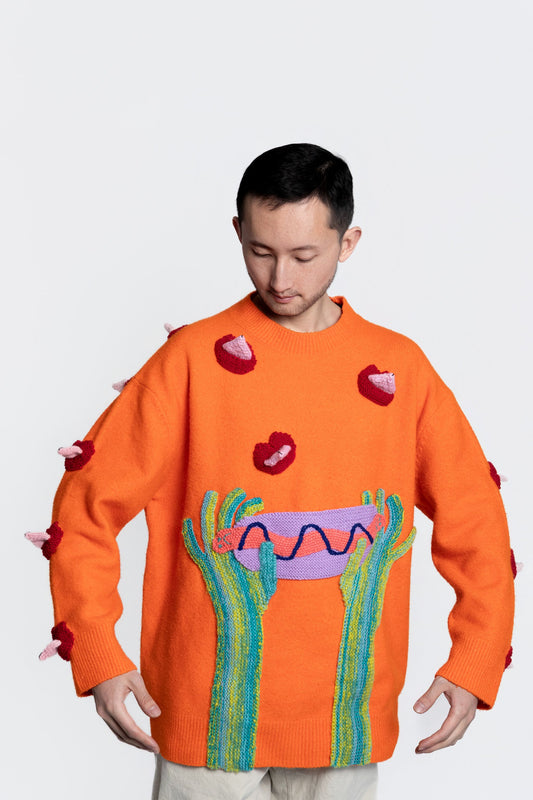 Hot dog with expressions Sweater - One off!