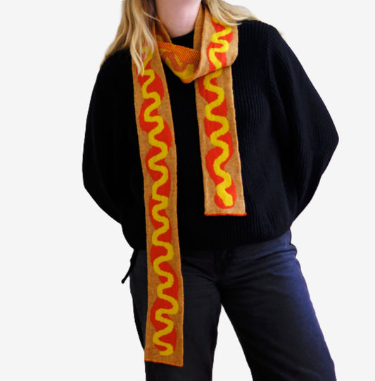 Long skinny hot-dog scarf
